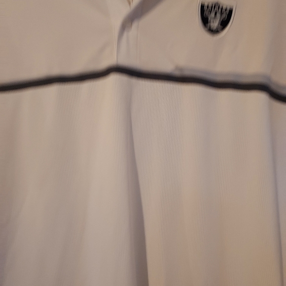 Nike DRI-FIT Raiders Polo Shirt Mens M White Gray Black Stripe Logo NFL On Field - Picture 6 of 13